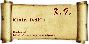 Klain Iván névjegykártya